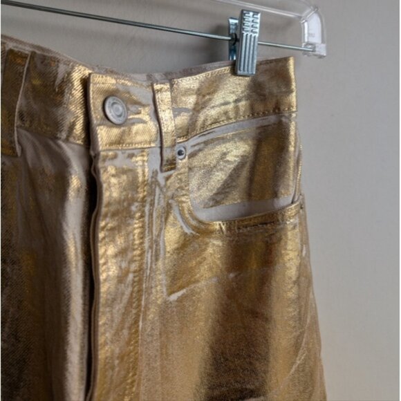 Zara gold metallic limited edition high rise boyfriend jeans - Picture 3 of 9